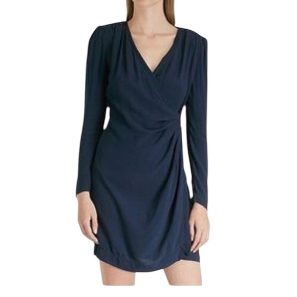 Maje Renie Navy Wrap Mini Dress - Picture 1 of 8